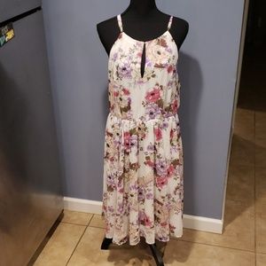 Ivory Floral Chiffon mini dress sz 1x torrid